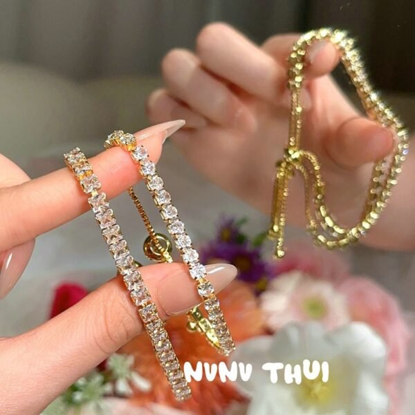Full diamond T-square gemstone Cuban bracelet, small row diamond bracelet stacking